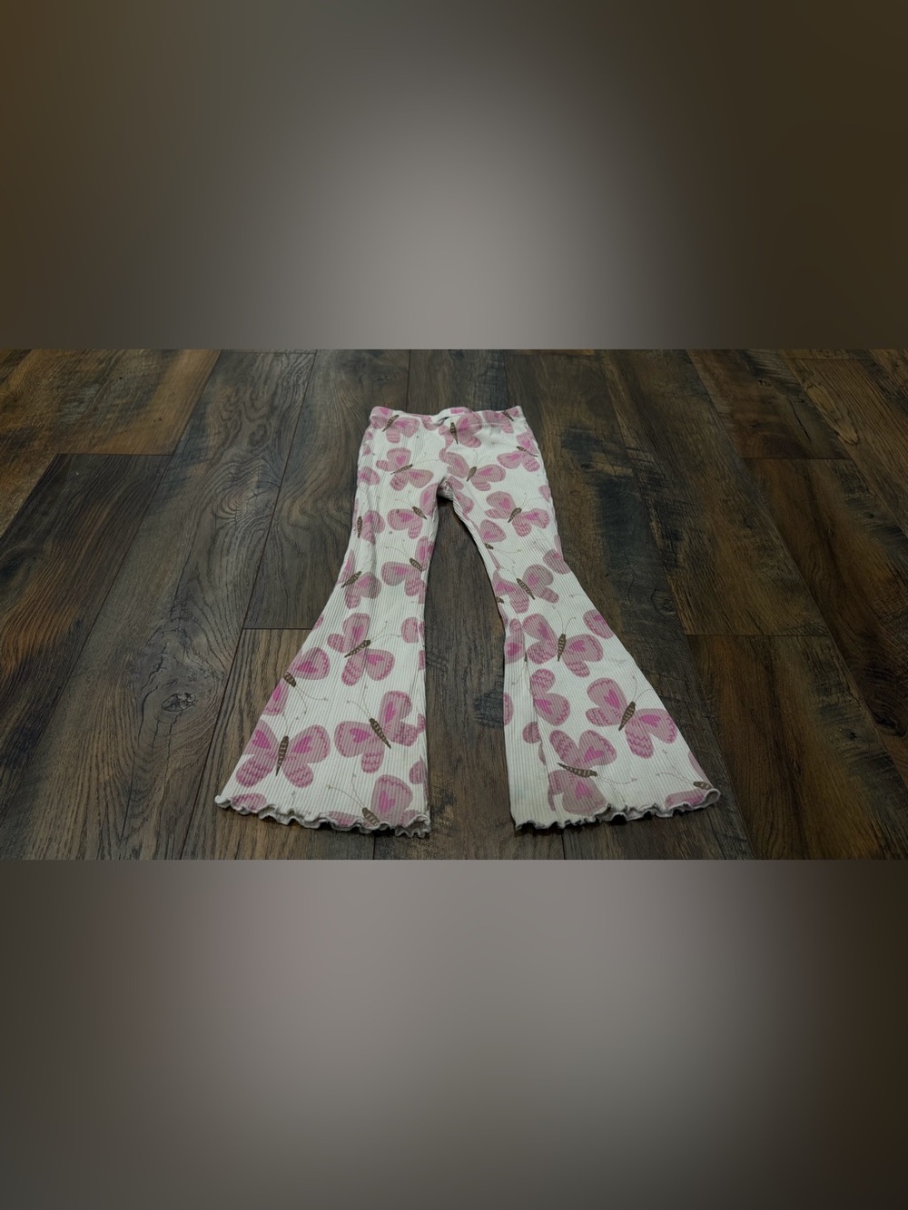 Old Navy Girls Ribbed Flare Leggings Pants, Butterfly Print Size 5T, Pink White - Picture 2 of 5